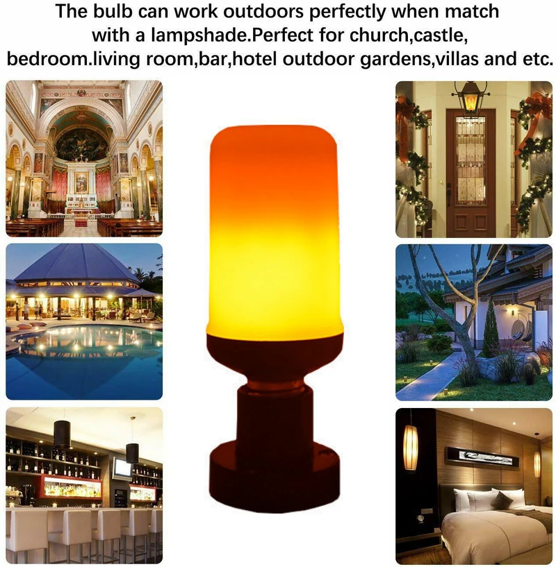 

9W E27 Flame Effect LED Bulb E26 B22 Flickering Fire LED Lamp Wall Light for Garden Yard Party Christmas Decor Multiple mode