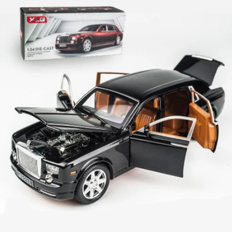 1:24 игрушечный автомобиль отличного качества Rolls-Royce Phantom Металлический Игрушечный Автомобиль из сплава литые машины и игрушечные транспортные средства Модель автомобиля игрушки для детей - Цвет: black with box