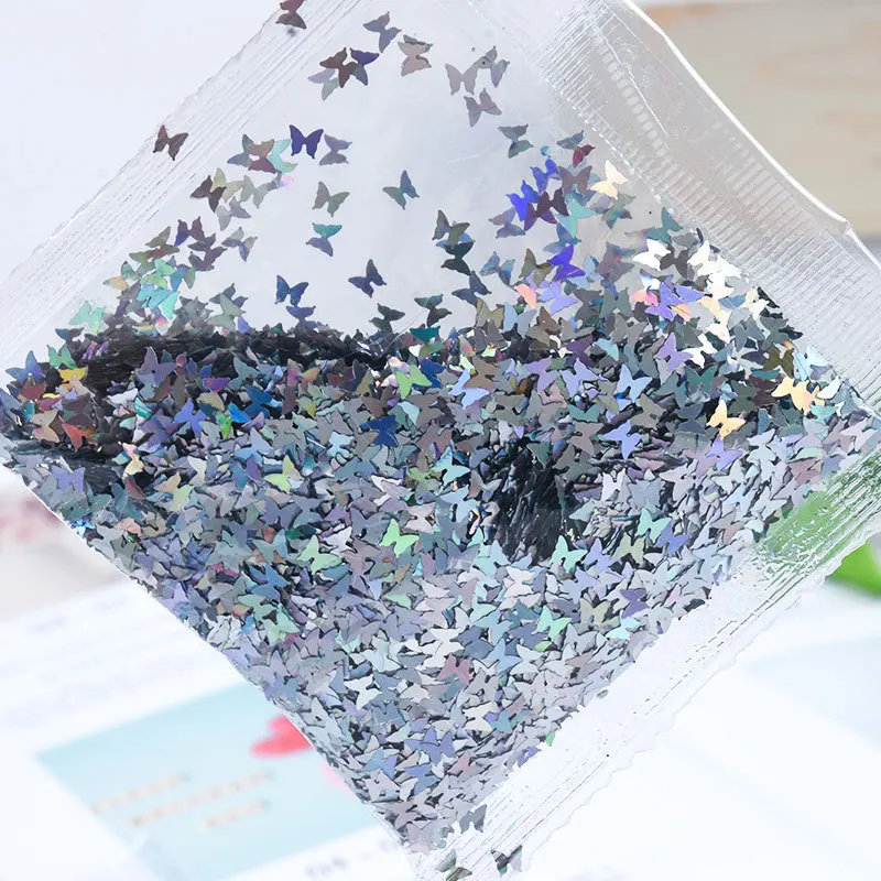 

10g 50g/bag Silver Holographic Glitter Micro Star Butterfly Shape Nail Sequins Acrylic Laser Glitter For Nail Art Decorations