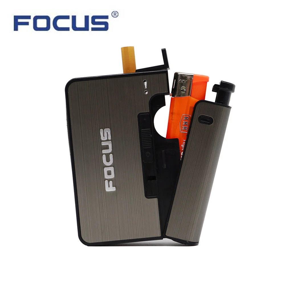 Металлический чехол для сигарет FOCUS с зажигалкой 6 шт. 80 мм|Аксессуары сигарет| |
