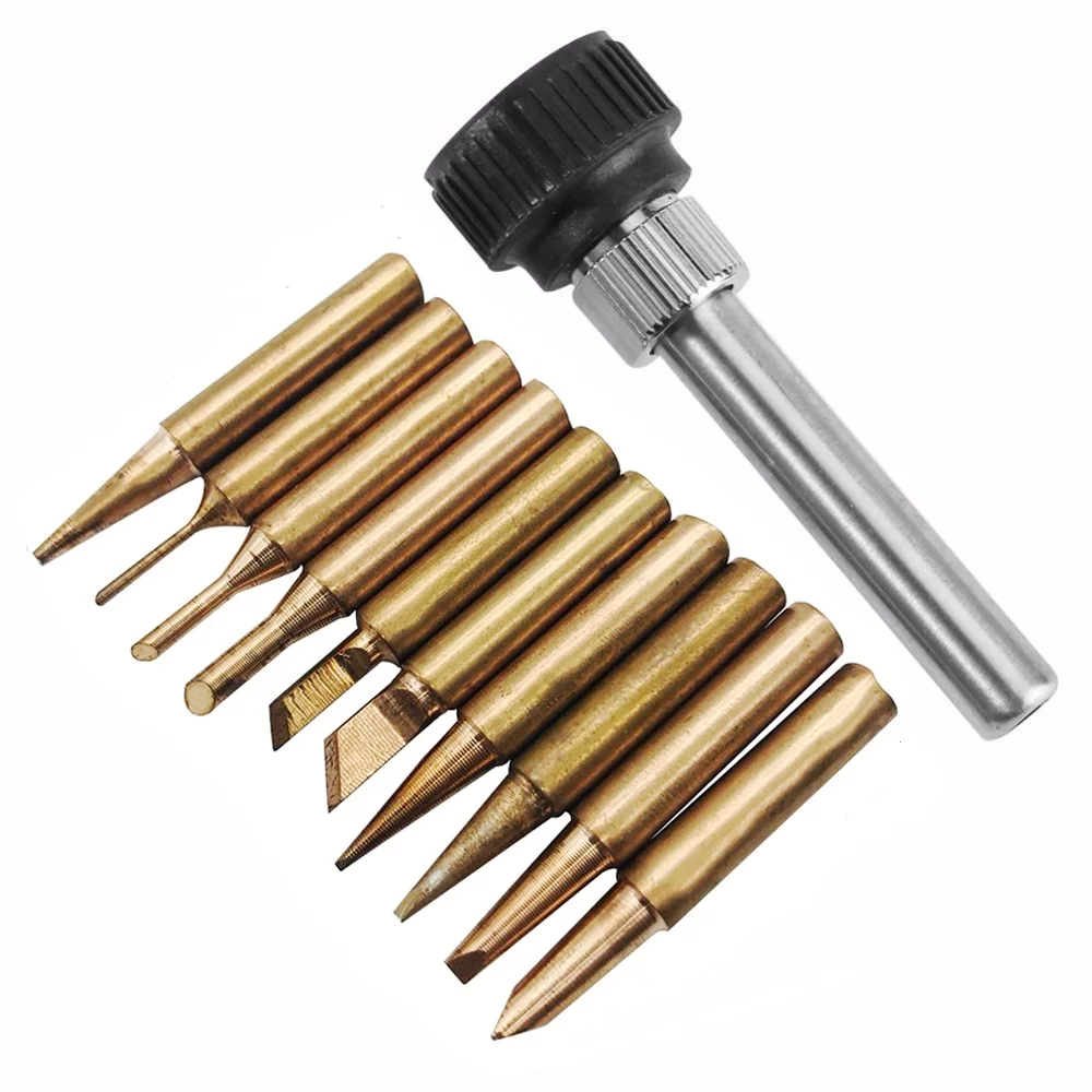 

11pcs 900M-T Series Copper Soldering Iron Tips Metal Lead Welding Equipment Tool For Hakko Atten Quick and Iron Station