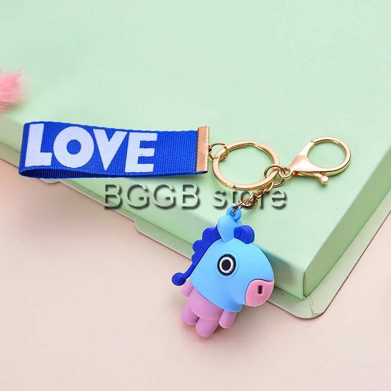 

cute kpop keychain korea bangtan boys key rings pendant cute dog rabbit sheep koala doll ribbon lanyard metal keychain women