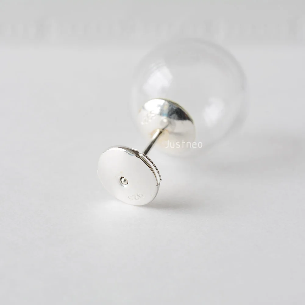 Однотонные застежки для сережек-гвоздиков из стерлингового серебра 925 пробы