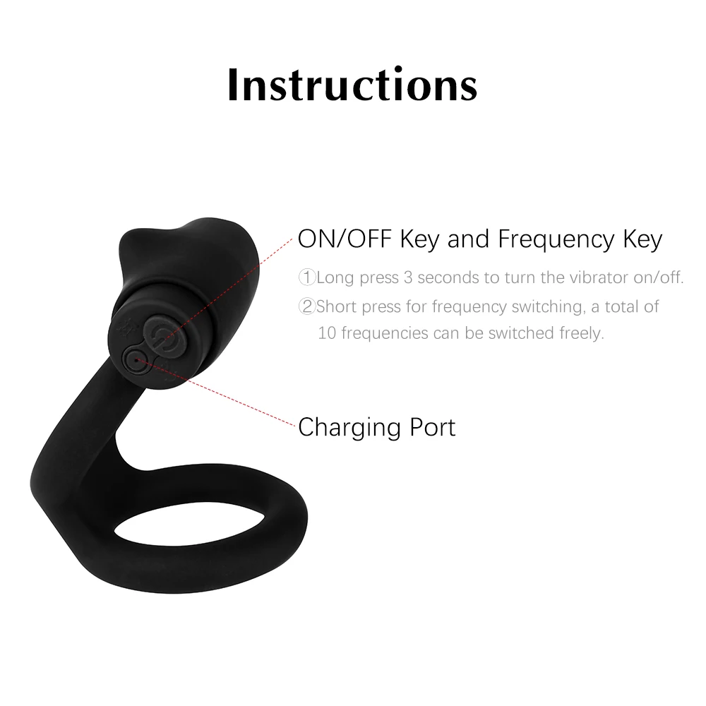 Кольцо вибратор на пенис с двойным кольцом 10 режимов вибрации для мужчин