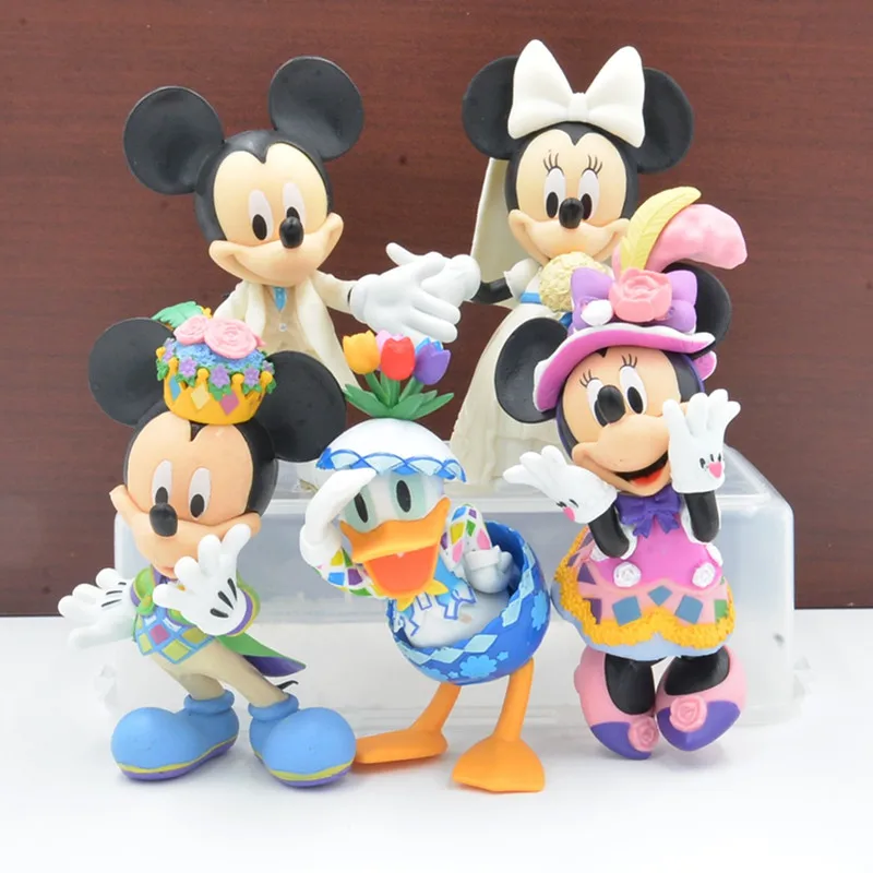 

Disney 5pcs 10-12cm Cute Mickey Minnie PVC Action Figures Doll Wedding Toys Marriage Party Decoration Cake Toppers Juguetes