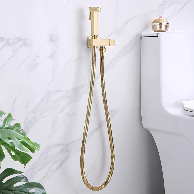 

Bidet Faucet Brass Shower Tap Washer Cold Hot Water Mixer Crane Square Shower Sprayer Head