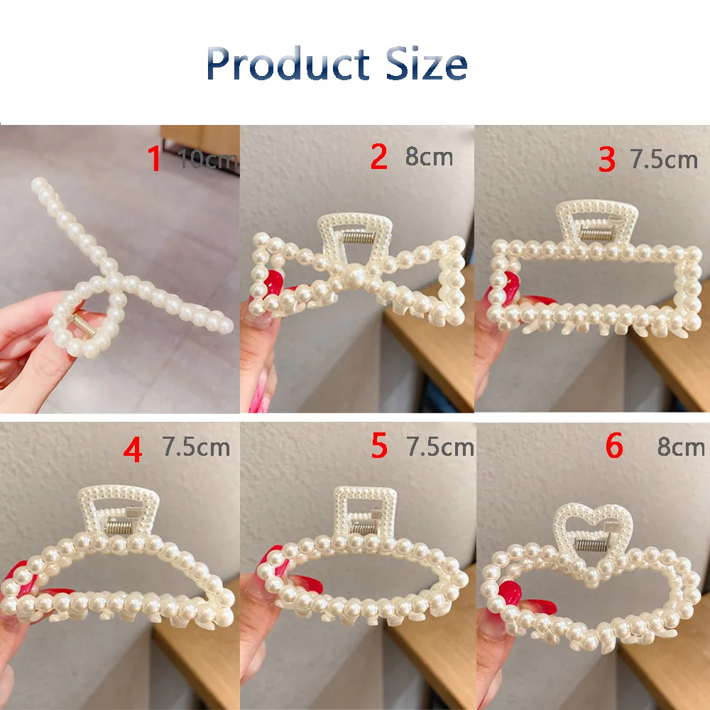 

2021 New Elegant Big Pearls Hair Clip Acrylic Hair Claw Clips Big Size Makeup Hair Styling Barrettes for Women Hair Accessories