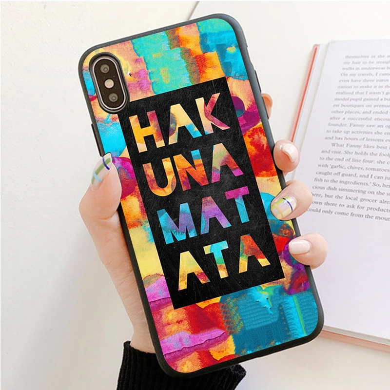 Цветной черный мягкий чехол Hakuna Matata для телефона Samsung A10 A20 A30 A40 A50 A70 A21 A31 A51 A71 A41 A32 A42