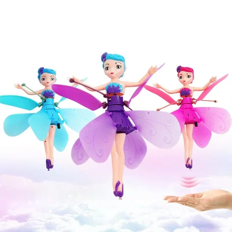 

3 Styles Mini RC Drone Helicopter Infrared Induction Flyings Quadcopter Dolls Fairy Magical Princess Cute LED Light Fly Toy