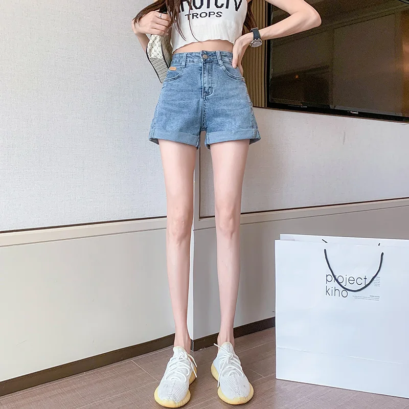 Mini Jeans Femmes Grande Taille Taille Haute jambe Large Plage Sexy Short de Cyclisme D'été Essentiel de la Garde-Robe Dames Chlothes 25-32