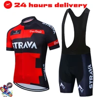 strava cycling set mens bike bicycle suit summer anti uv short sleeve set bib shorts with 5d gel padded team cycling jersey set