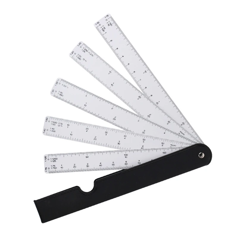 Multifunctional Fan Shape Scale Ruler with 5 Blades for Engineering Architects