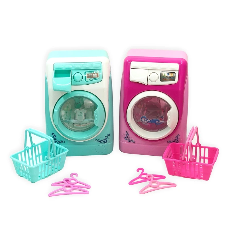 

Realistic Pretend Play Toy Kids & Toddler Washing Machine with Laundry Accessories Role Play Dollhouse Simulation Toy