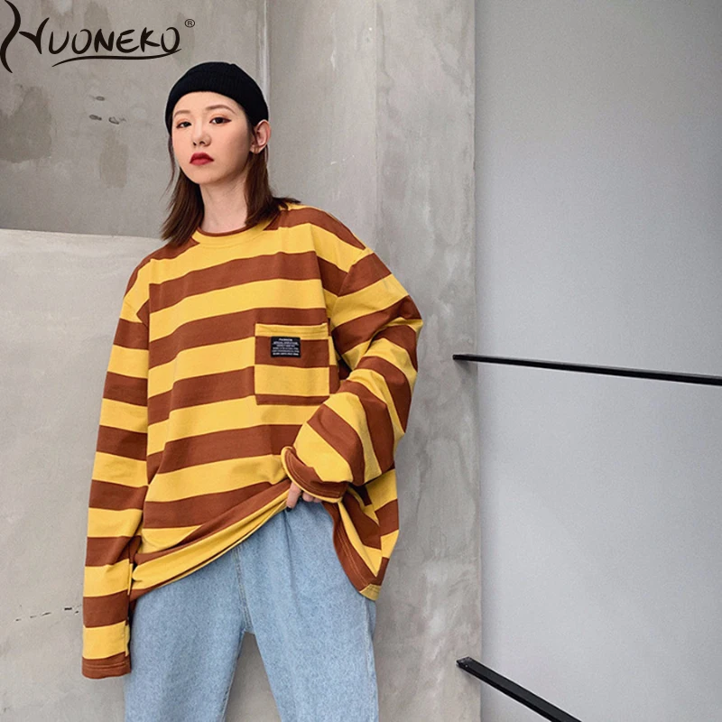 

Overesize Harajuku Striped Sweatshirt Y2k Autumn Winter Couple Models Fashion Korean Long Hoodies Warm Creative Design WHD06