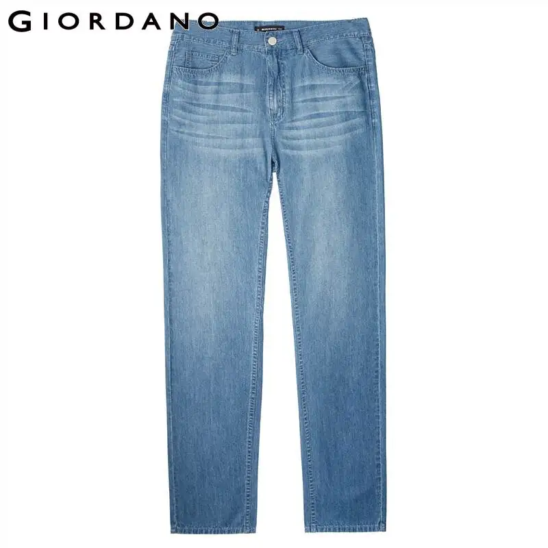 Giordano Men Jeans Moustache Effect Lightweight Jeans Classic Five Pocket Zip Fly Comfy Denim Jeans 13111011