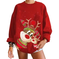 christmas cartoons women sweatshirt elk print o neck casual cute thick snowflake winter sweatshirt for new year wear