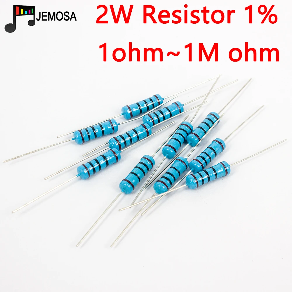 

20pcs 2W Metal film resistor 1% 1R ~ 1M 1R 4.7R 10R 22R 47R 100R 220R 470R 1K 4.7K 10K 22K 47K 100K 330K 470K 1M ohm Resistance