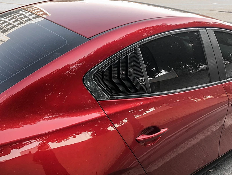 For Mazda 3 M3 Axela 2019 2020 Sedan Version ABS Carbon Tail Rear Window Louvers Shutters Cover Trim 2pcs Auto Car Accessories | Автомобили