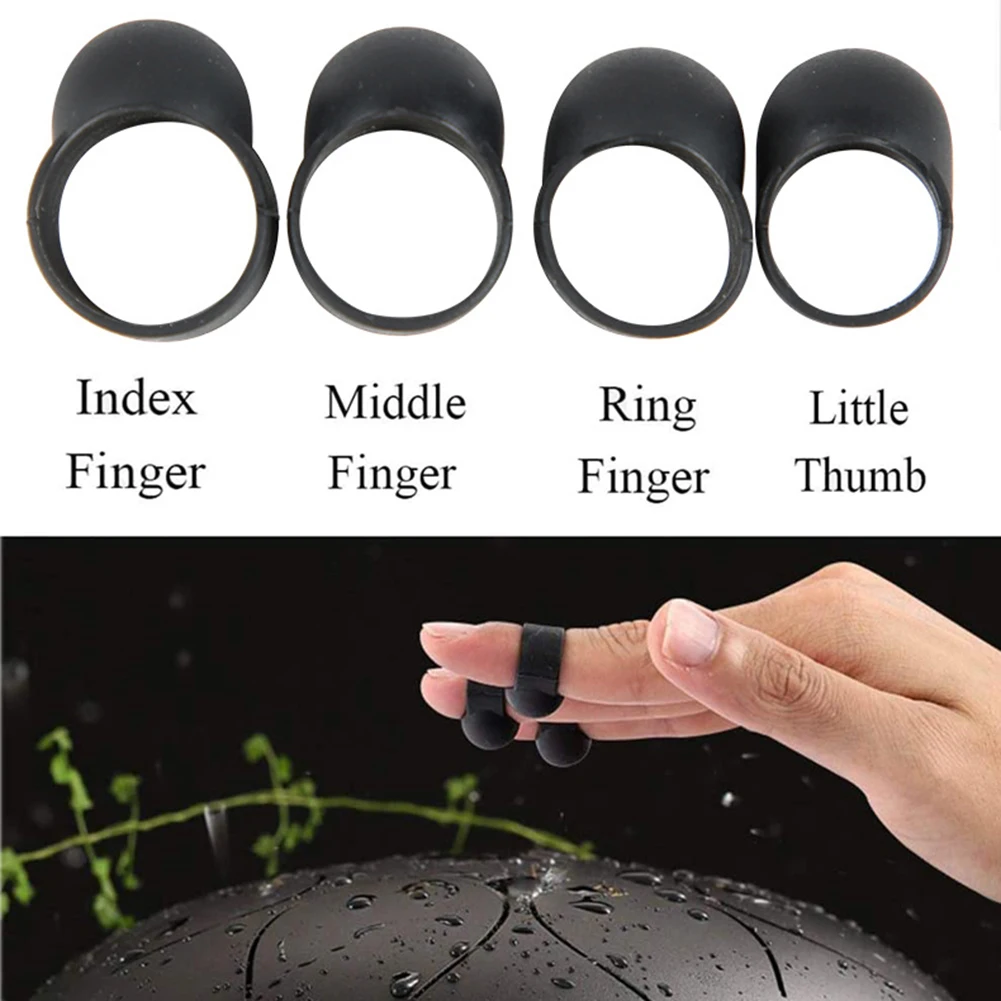4 шт. Сталь язык барабан палец Picks силиконовой резины стучит рукава Handpan ударный