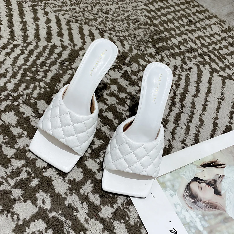 

Женские босоножки на высоком квадратном каблуке Za Shoes2021, модные сандалии с ромбовидным дизайном, простые туфли на высоком каблуке