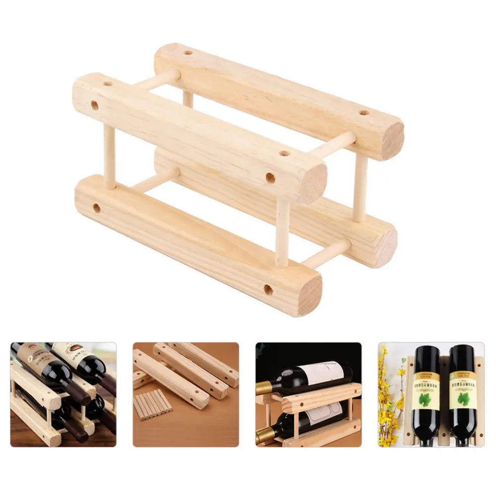 

Wooden Rack Organizer 2 Bottles Holder Home Bar Party Display Holder