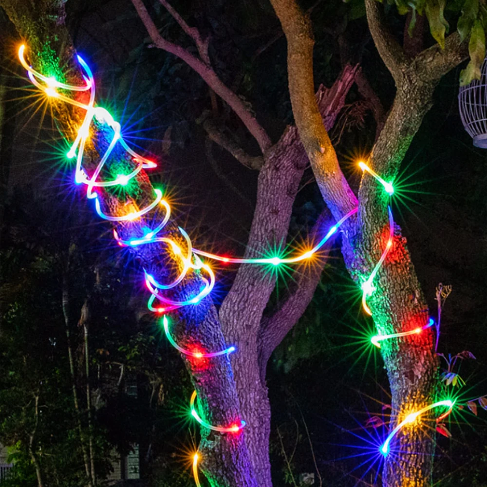 Outdoor LED Solar String Lights Waterproof Hose Colorful Garland for Xmas Party Wedding New Year Christmas Tree Decorations 10M | Лампы и