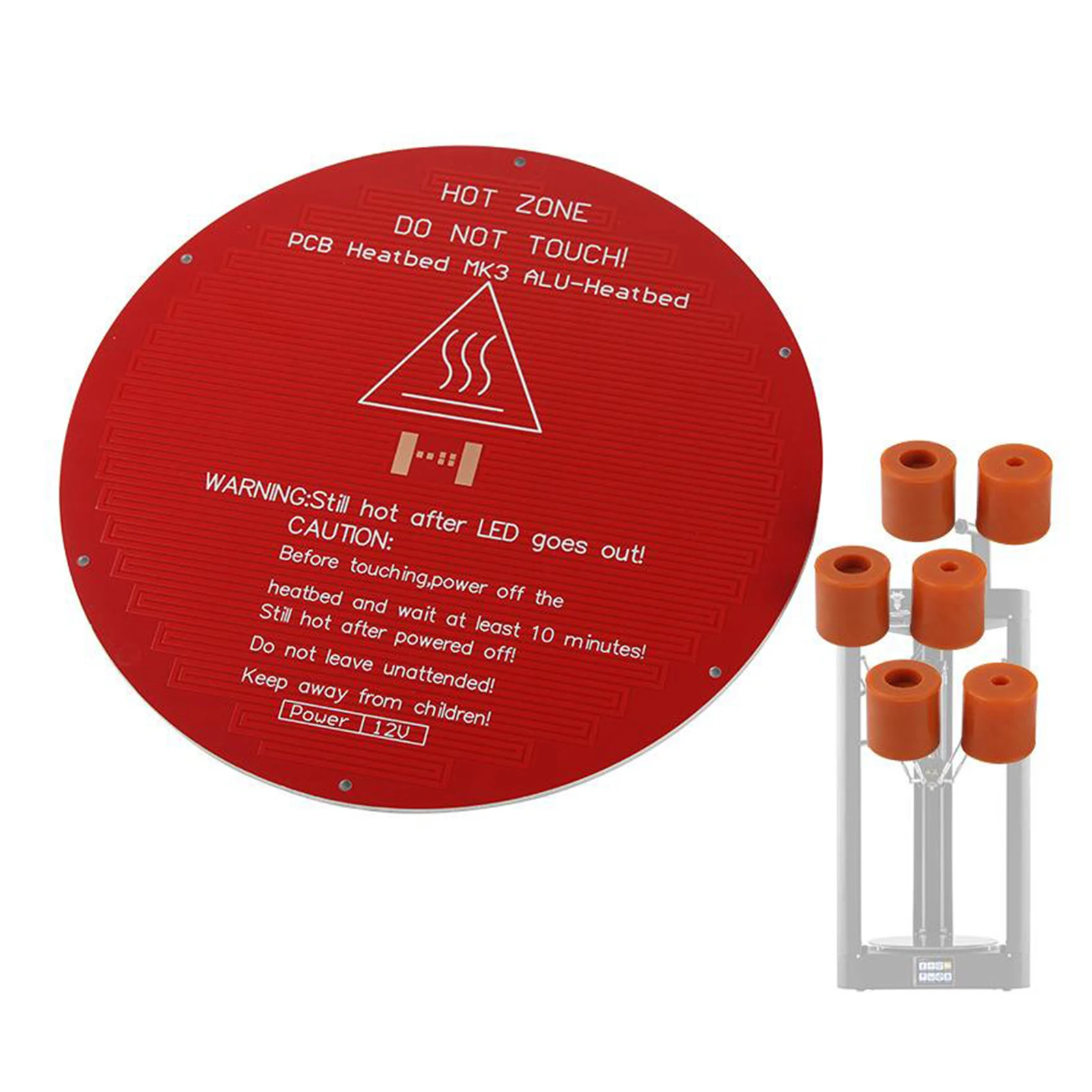 

Обновленный 3D принтер 120 Вт тепловой стол 220x220x3 мм Горячая кровать MK3 круглая алюминиевая подложка + 6x силиконовая Колонка термостойкий инст...