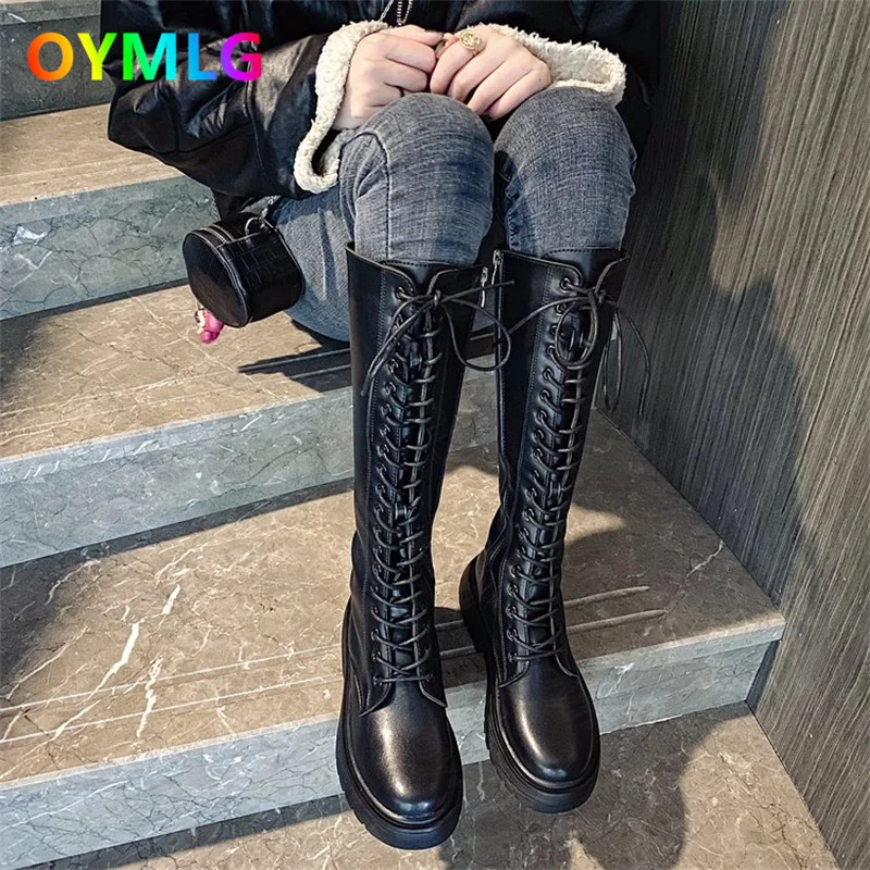 

Autumn and winter high-top women's boots but knee-length boots with off-white thick-heeled knight motorcycle Martin boots women