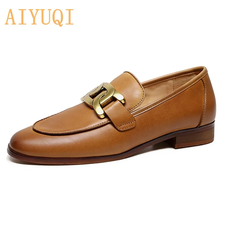 

AIYUQI Spring Shoes Women 2021 New Natural Genuine Leather Ladies Peas Shoes Retro Fashion All-match Commuter Shoes Women