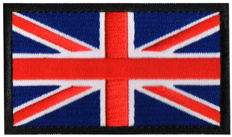 UK Black Border Тканевые нашивки в виде флага страны, военные нашивки в Россию, Японию, индийскую, ирландскую, немецкую нашивку с крючком, флаг Израиля, нашивки для рюкзака - Цвет: UK Black Border