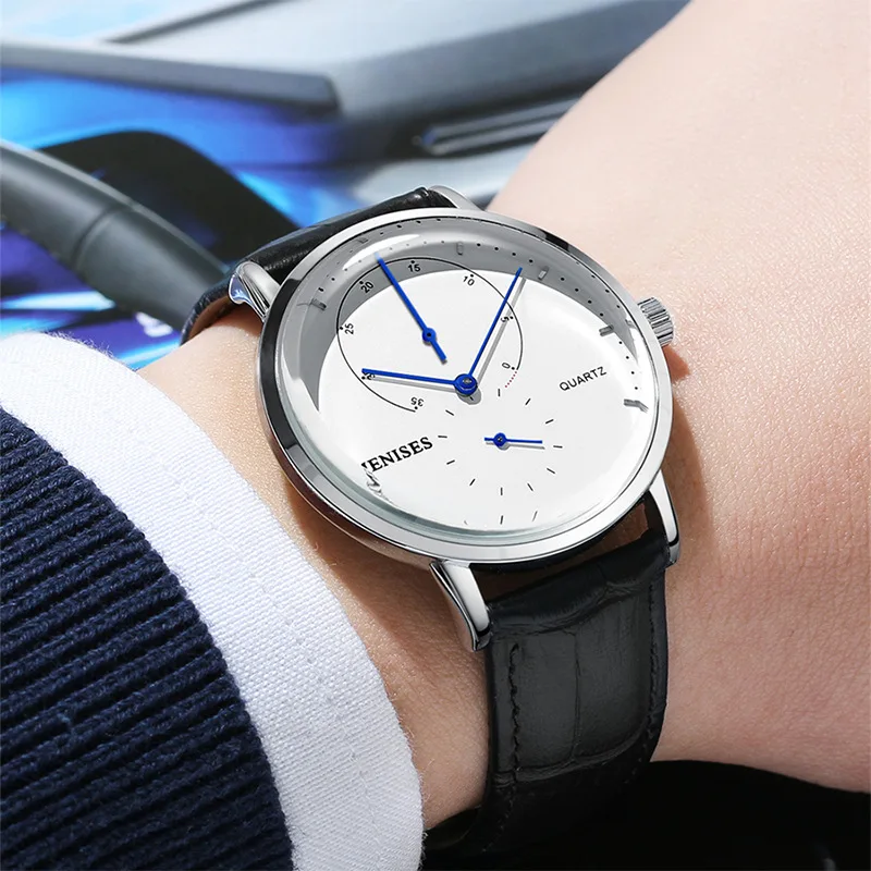 

2021 men's curved mirror quartz men's watch fashion simple waterproof watch
