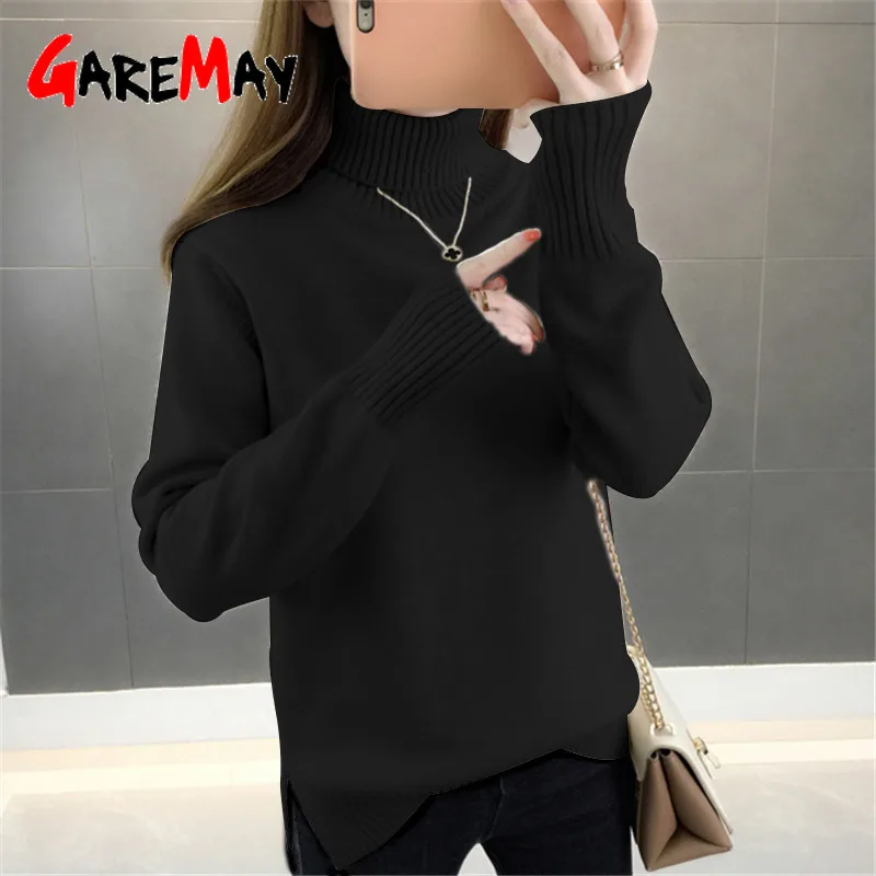 Thick Warm Women Turtleneck 2020 Winter Sweaters and Pullovers Knit Long Sleeve Solid Ribbed Cashmere Sweater Female Loose | Женская