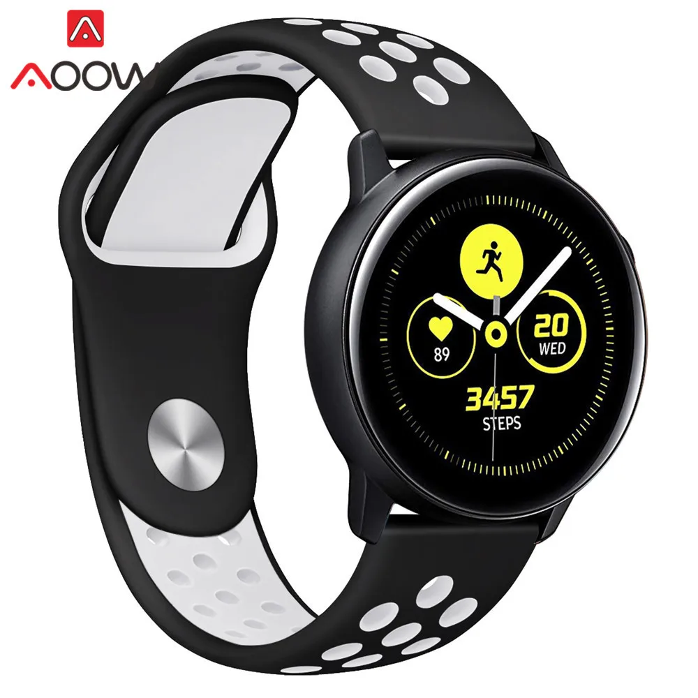 20 мм силиконовый спортивный ремешок для samsung Galaxy Watch Active 42 мм gear S2 Amazfit bip Мягкий ТПУ дышащий браслет ремешок