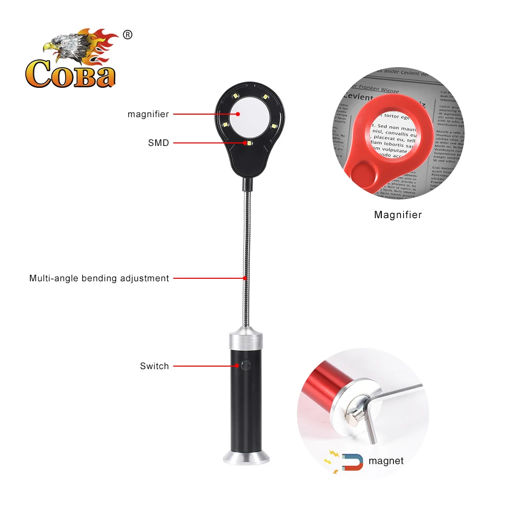 Сова Портативный Светодиодный точечный светильник 1000LM Магнитный Лупа рабочий