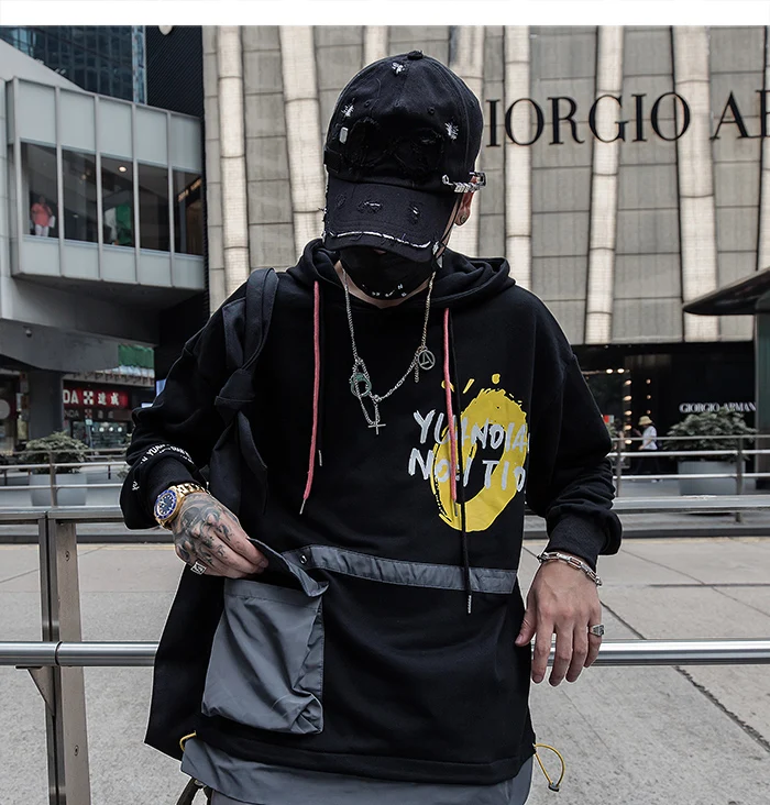 Aelfric Eden/розовые мужские толстовки с принтом для мальчиков Осень Harajuku Уличная Повседневная хлопковая пуловер модный хип-хоп толстовка с капюшоном