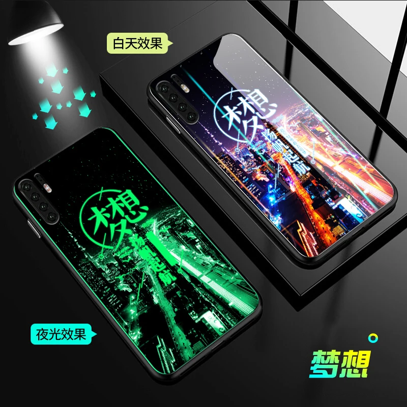 Светящийся стеклянный чехол для телефона Aurora для huawei P30 mate 20 P20 Pro, задняя крышка для Honor 20 S 9X Pro 20i 8X 8C V10 8 Lite, чехол для телефона