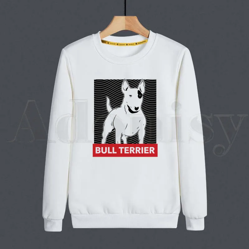 Свитшот мужской с принтом Бультерьера забавная кофта круглым вырезом худи в