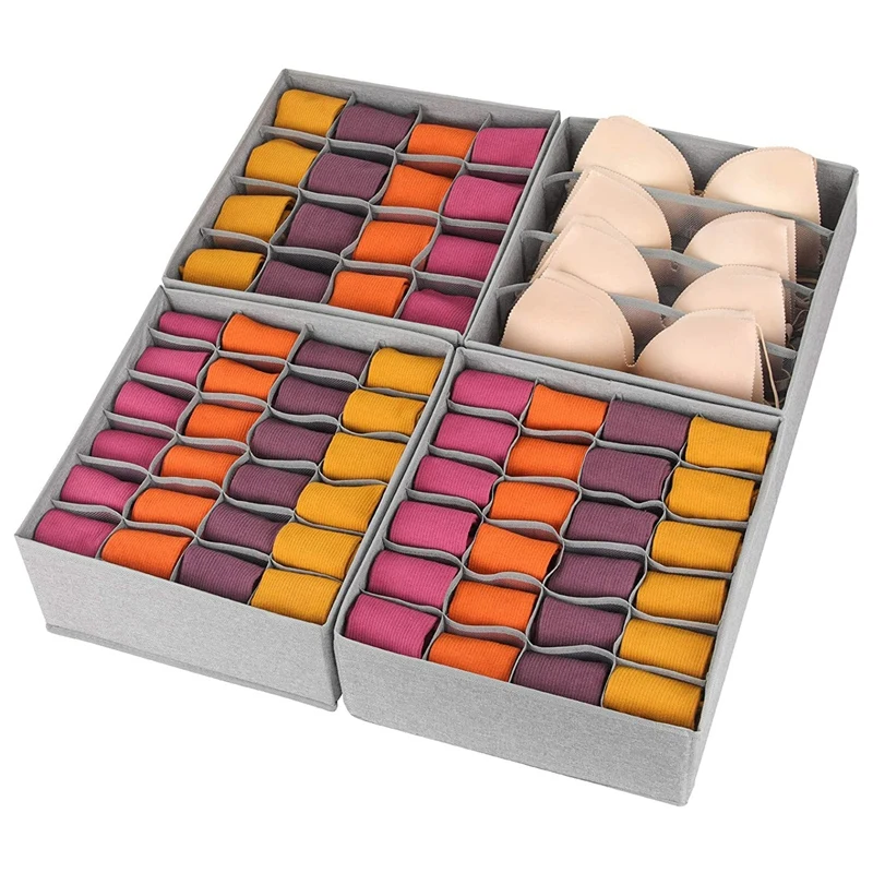 

Underwear Drawer Organizer 4 Pack Sock Organizer Closet Organizers And Storage Boxes Grey