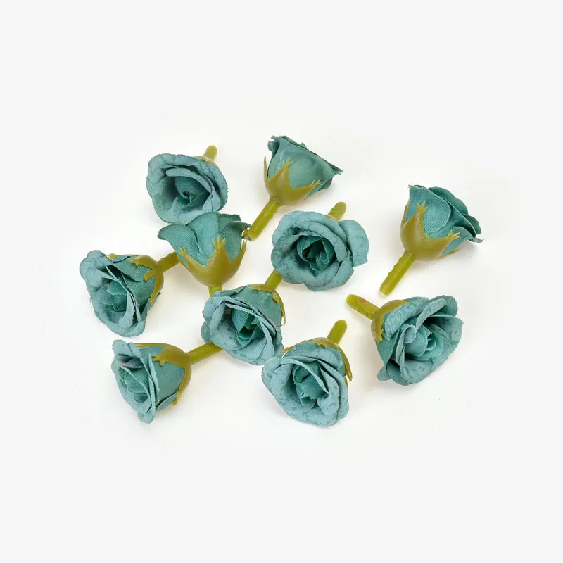 Tiffany Blue 10 шт. 2,5 см Искусственный цветок мини Шелковая Роза Цветок голова Свадебные домашние вечерние украшения DIY ВЕНОК скрапбук Подарочная коробка ремесло - Цвет: Tiffany Blue