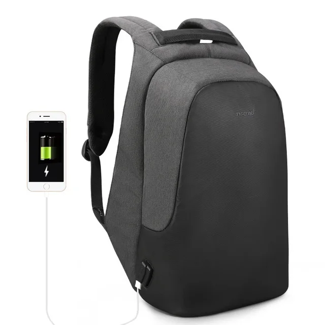 Black grey Противоугонная водоотталкивающая 15,6 дюймов зарядка через usb повседневные мужские рюкзаки школьная сумка рюкзак женский мужско - Цвет: Black grey