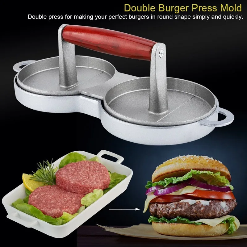 

Двойная машина для бургеров пресс для гамбургеров круглая форма антипригарные котлеты для шеф-повара гамбургеров мяса говядины гриль прес...