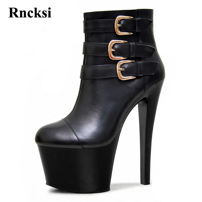 

Rncksi 17cm High Heels Spring Lady Party Thick Roots, Zipper, Pole Dancing Boots, Sexy High Boots Women Ankle Boots Shoes