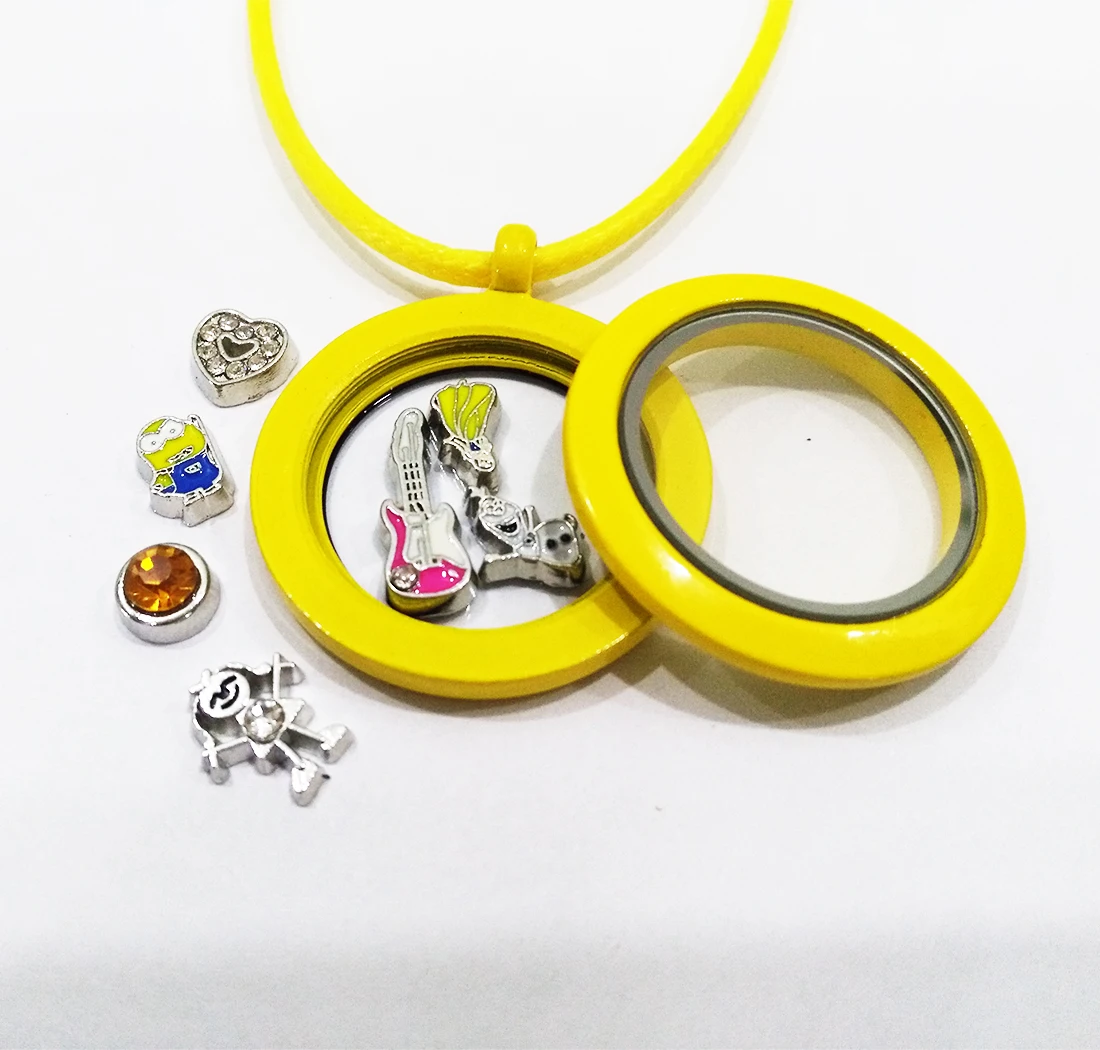 Цветные плавающие медальоны простая круглая Поворотная резьба 30 мм верхний