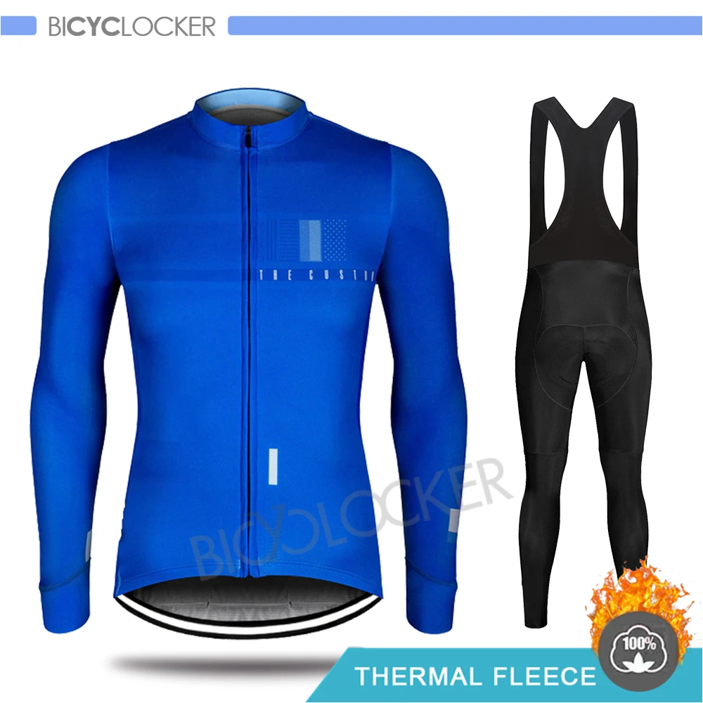 Bib Cycling Set Профессиональная команда, одежда для велоспорта, зимняя куртка, Мужская футболка с длинным рукавом, комплект, Ropa De Ciclismo Invierno Hombre, термо флис - Цвет: Bib Cycling Set