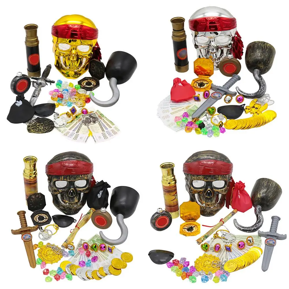 

Pirate Pretend Toys Set Holiday Party Compass Telescope Treasure Box Treasure Theme Party Decoration Toys Suitable For Children