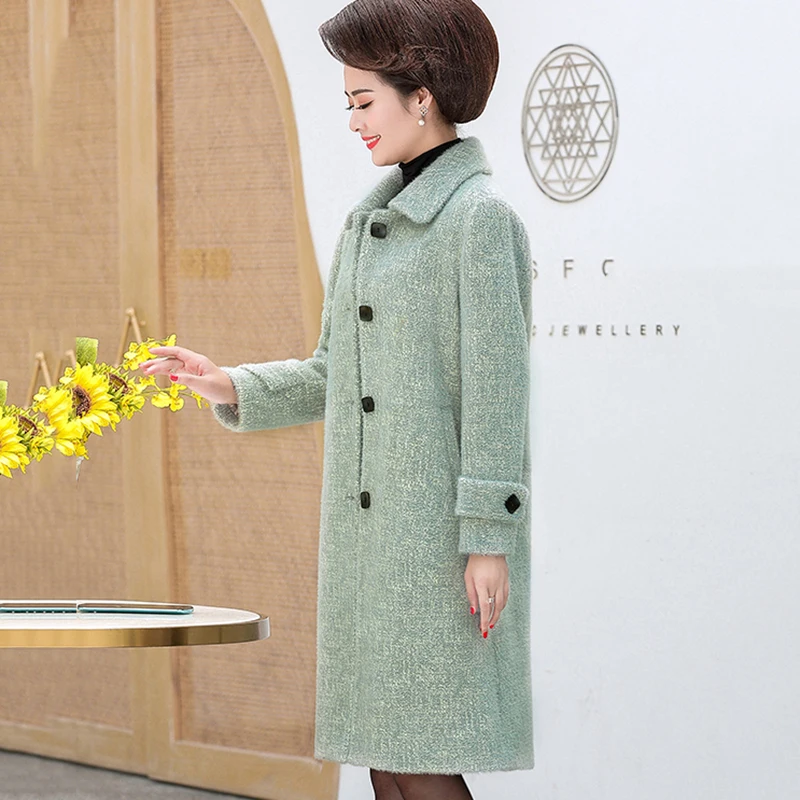 Большой размер 5XL осеннее пальто для женщин среднего возраста 2020 новое шерстяной