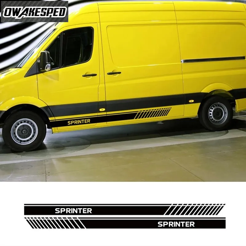 

Виниловые наклейки для Mercedes Benz Sprinter, автомобильная дверь, боковые полосы, наклейки на юбку, декоративные наклейки для кузова автомобиля, спо...