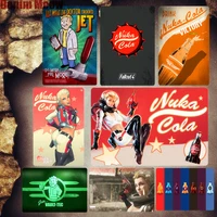 vault tec vintage metal plate club bar gaming room decoration signs fallout wall art poster nuka cola stickers home decor mn88