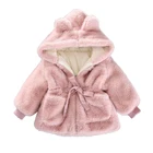 Зимнее меховое пальто для маленьких девочек, плюшевая утепленная одежда, детская норковая куртка с капюшоном, детский модный теплый рождественский костюм на молнии