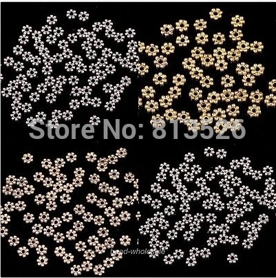 

OMH wholesale Golden/Bronze 100pcs Flower Daisy Findings Spacer Bead 6mm ZL133